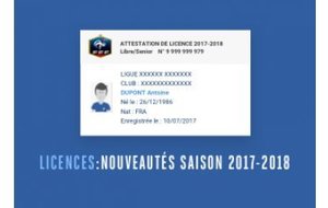 Licences : Nouveautés saison 2017/2018