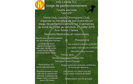 STAGE DU MOIS DE JUILLET